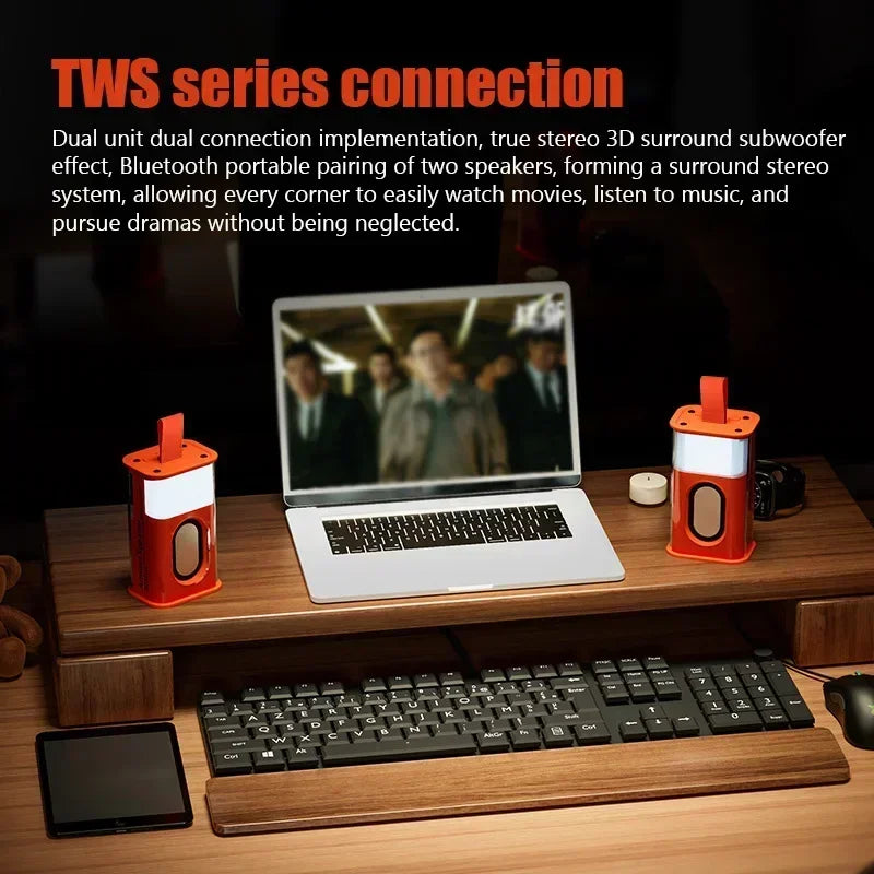 Bluetooth Speaker New Transparent Mech Audio TWS Two-Machine interconnection Rhythm Breathing Light 360° Stereo Surround