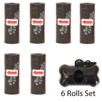 Disposable Pet Poop Bags Dog Poop Bag Bone Dispenser with Leash Clip Puppy Dog Products Supplies 5Roll(75Pcs) Bags