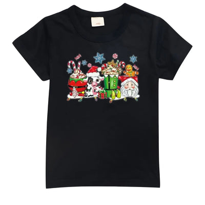 Christmas European and American Children's Clothing, Round-neck Short-sleeved T-shirts for Boys and Girls, Casual Summer Clothes