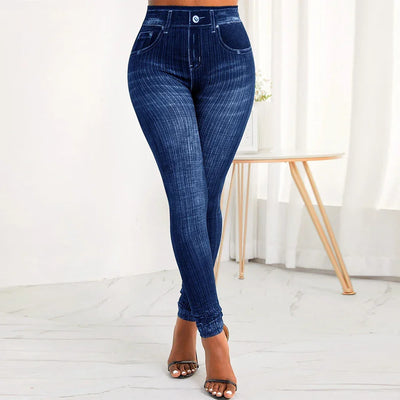 M XXL Faux Denim Leggings Women