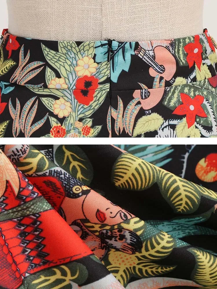 Summer Casual Women Midi Skirt Polka Dot High Waist Retro Vintage 50s Pleated Party Skirts