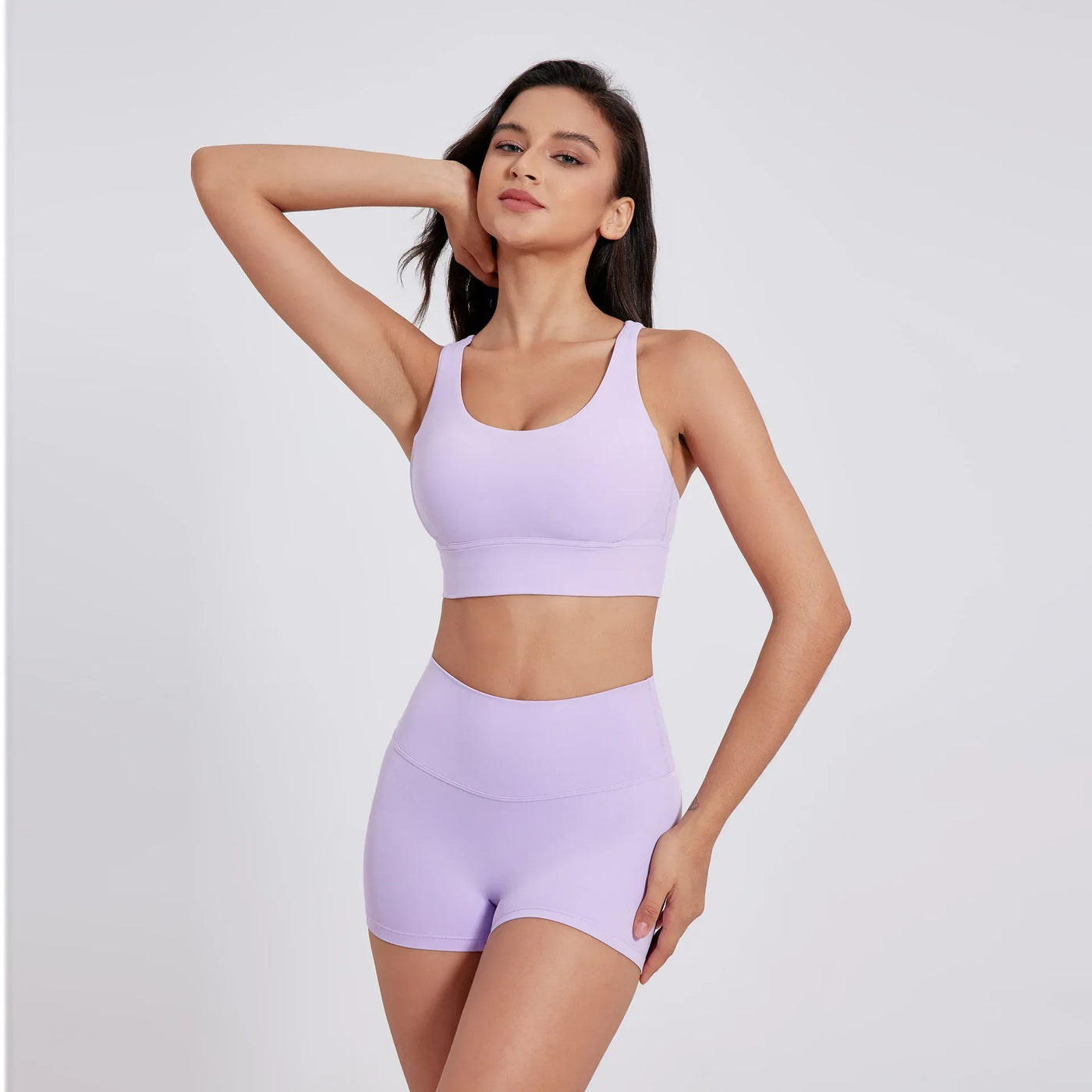 2025 Summer Women's Yoga 2-Piece Set Beauty Back Sling Bra & High Waist Butter Touch Stretch Shorts Fitness Cycling Sports Set