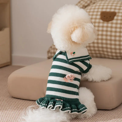 Cute Pet Dog Sweater Winter Dog Warm Clothes Palid Puppy Coat Chihuahua Bichon Yorkie Clothing Sweaters and Hat Set Dog Costume