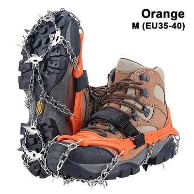 Crampons Shoes 19 Spikes Ice Snow Gripper Shoes Camping Anti-Slip Climbing Protect for Jogging Walking Hiking on Snow Ice