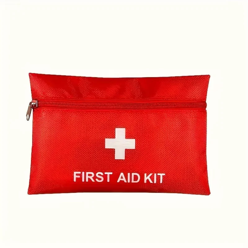 12 emergency first aid kits, including scissors, bandages, tape, and tweezers - compact red travel and car survival bag