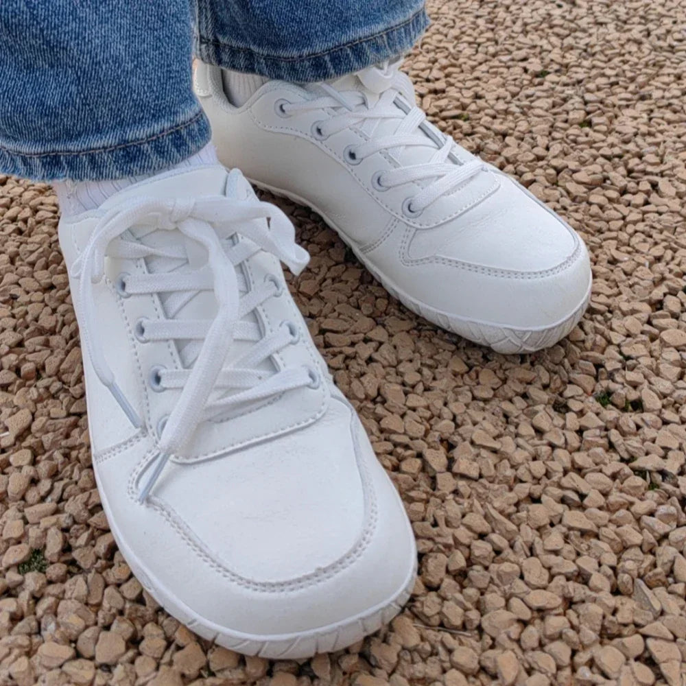 ZZFABER Leather Barefoot Shoes Soft Minimalist Sneakers for Women Men Casual Shoes Unisex Sneakers