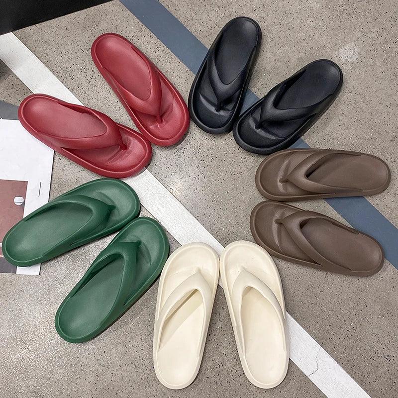 Women's Classy Flip-Flops for Women, Summer Flip-Flops for Beach Couples, New Thick-Soled Outer Wear Sandals for Men, Bathroom Bathing Non-Slip Slippers