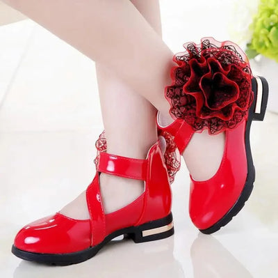 Light Heel Princess Flower Leather Shoes| Kids Girls Fashion Shoes | Children's Shoes |Party | Dress | Wedding | Dance