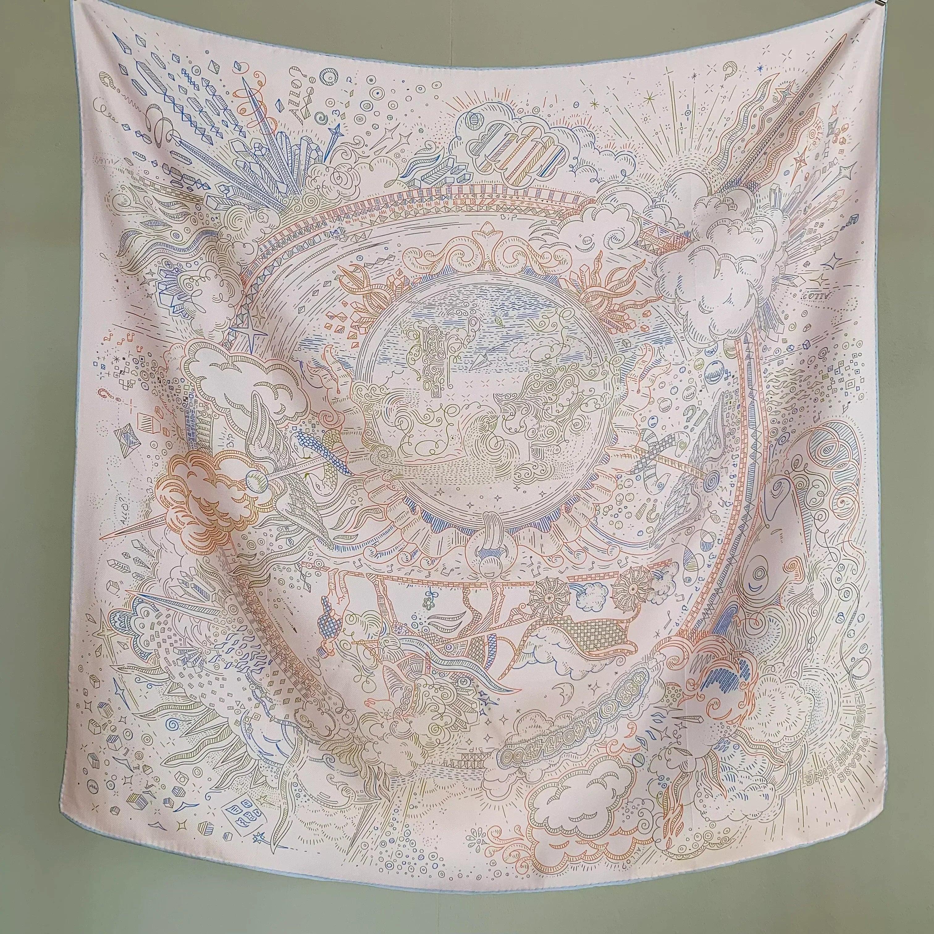 100% real silk scarf shawl large head scarves hijab for hair wrapping 90cm