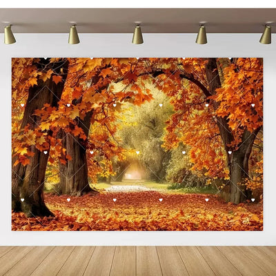 Autumn Thanksgiving Party Photo Backdrop Farm Harvest Maple Leaves Sunflowers Scarecrow Pumpkin Backdrop Poster Studio Photozone