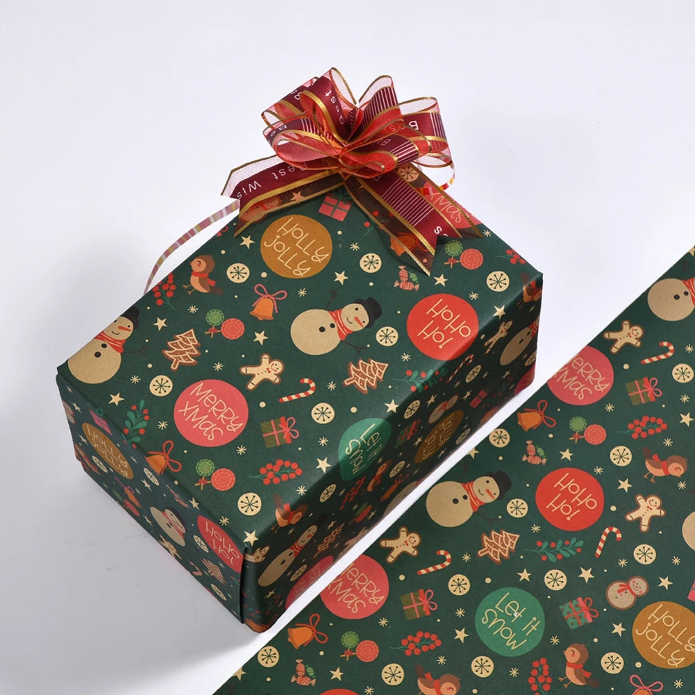 Christmas Gift Wrapping Paper Flower Bouquet Packing Kraft Paper DIY Crafts Paper Christmas New Year Party Packaging Decoration