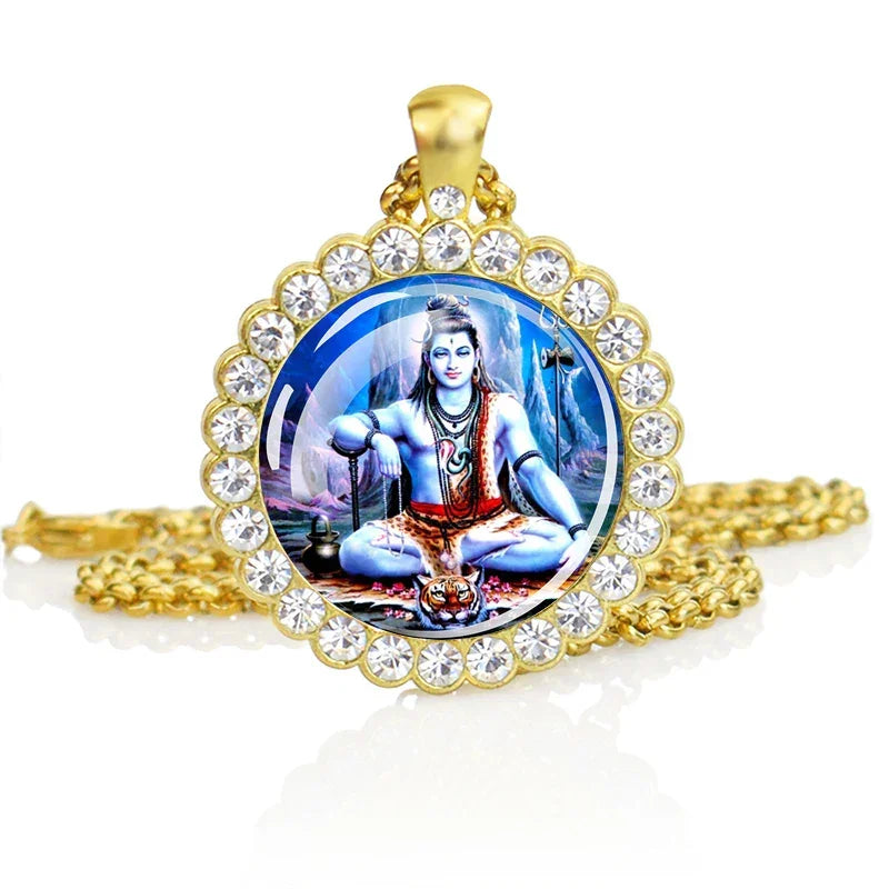 Hinduism Necklace Ganesha Goddess Kashmi Vishnu Rhinestone Pendant Shiva Amulet Charms Necklaces Women Indian Buddhism Jewelry