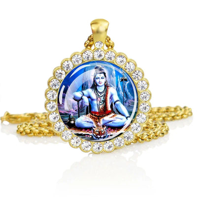 Hinduism Necklace Ganesha Goddess Kashmi Vishnu Rhinestone Pendant Shiva Amulet Charms Necklaces Women Indian Buddhism Jewelry