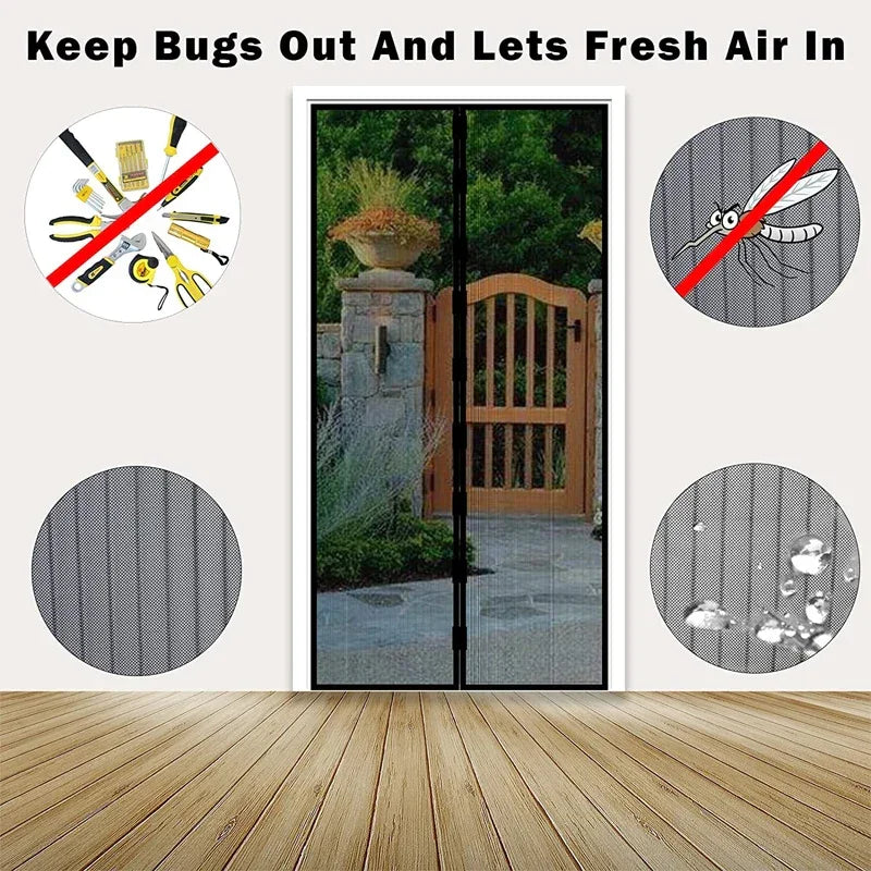Summer Magnetic Screen Door Curtain Anti-Mosquito Net Fly Insect Screen Mesh Automatic Closing Kitchen Curtain Easy Installation