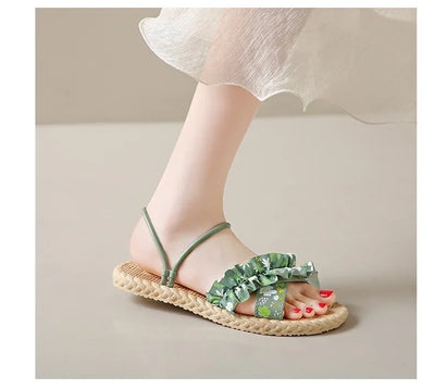 2025 New Floral Flip Flops for Women - Fashion Flat Sandals, Non-Slip Summer Slides for Beach/Outdoor, Trendy Ladies Casual Shoe