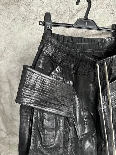 Owen Seak Men Oil Wax Jeans Short Denim Casual Cotton Gothic Men's Clothing Summer Knee Length Loose Black Short