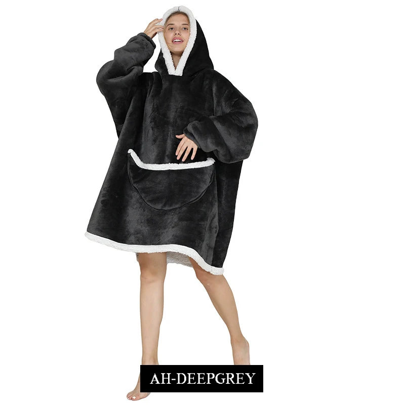 Blanket Hoodie Sherpa Fleece Oversized Wearable Blanket Warm Thick Big Hooded Sweatshirt Blanket for Women Adults Men Teens