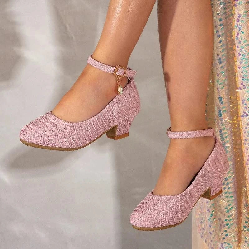 Non-slip Children's Leather Shoes with Heels | Catwalk | Versatile Girls Fashion |  Kids | Princess, Wedding, Party Shoes