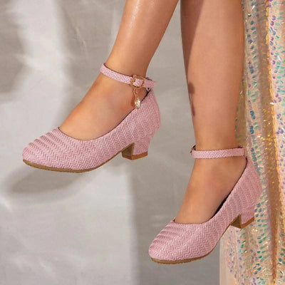 Non-slip Children's Leather Shoes with Heels | Catwalk | Versatile Girls Fashion |  Kids | Princess, Wedding, Party Shoes