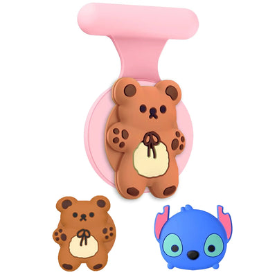 Pink bear-shaped lanyard for AirTag holder kids accessories