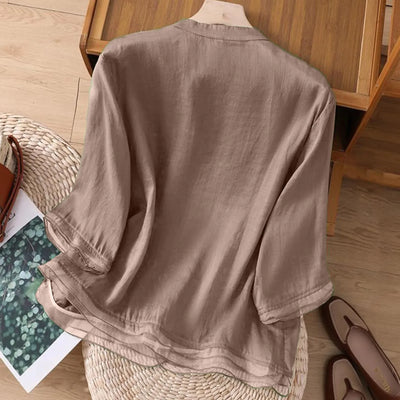 3/4 Sleeve Linen Tops For Women