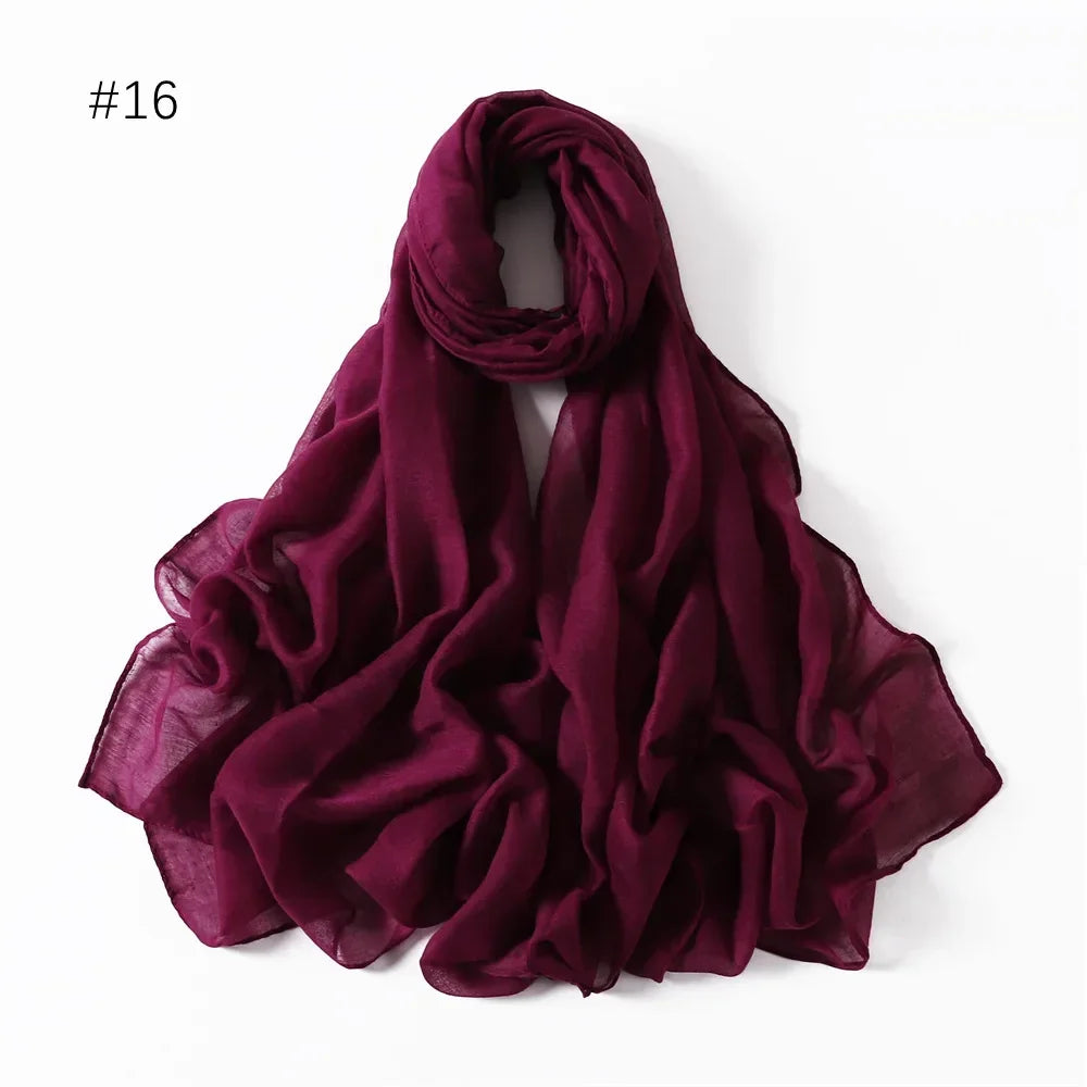 New Cotton Linen Scarf For Women Girls Students Autumn Classic Solid Color Scarves Retro Soft Foulard Viscose Female Wrap Shawls