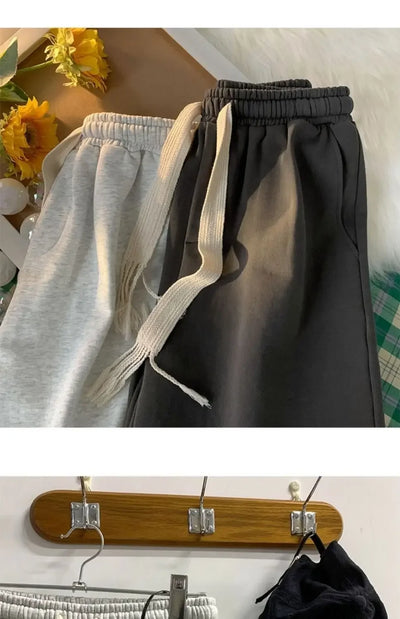 Solid Color Wide-leg Pants for Men New in Summer 2025 Loose and Versatile Sporty Mid-length Shorts Trendy