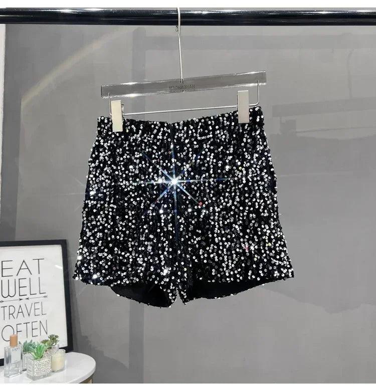 Hot girl y2k european and american style sequined shorts slim fit suede embroidered casual pants for women