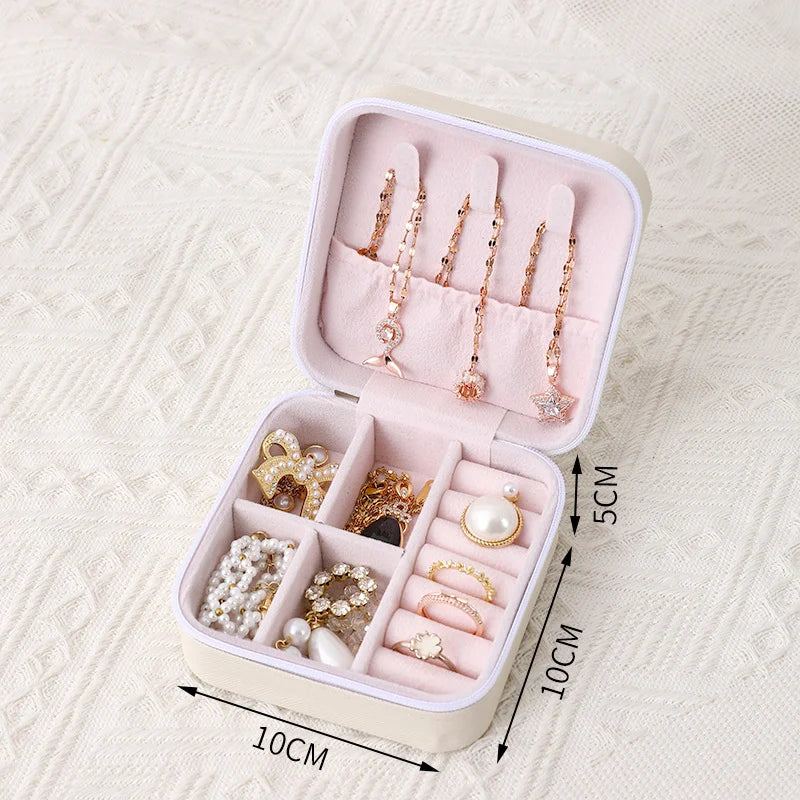 Portable Jewelry Box Jewelry Organizer Display Travel Jewelry Case Boxes Jewelry Leather Storage Zipper Jewelers Jewelry Box