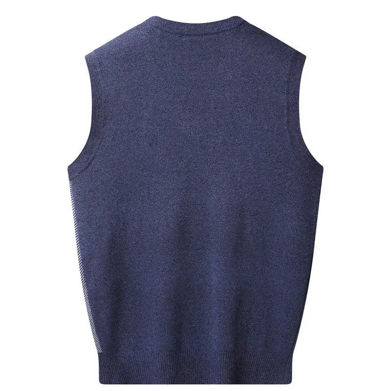 Knitted Sweaters for Men Letter Waistcoat Man Clothes Plaid Vest V Neck Sleeveless Overfit Maletry Cotton Knitwears Classic Ugly