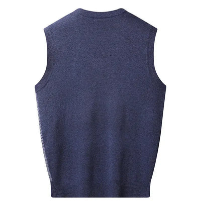 Knitted Sweaters for Men Letter Waistcoat Man Clothes Plaid Vest V Neck Sleeveless Overfit Maletry Cotton Knitwears Classic Ugly