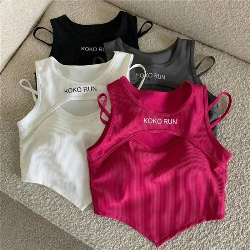 Women Knitting Irregular Tank Tops
