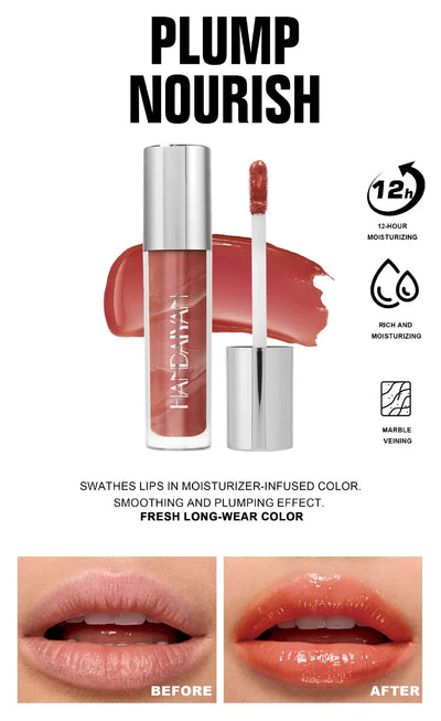 Long Lasting Lip Gloss Vitamin E Infused Plumping Glaze Hydrating Nude Color Liquid Balm Glossy Makeup Shine