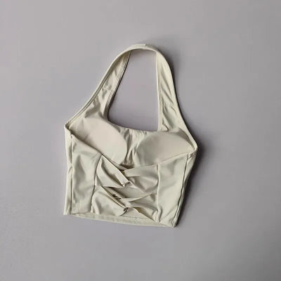 Women's yoga sports bra, neck hanging cross belt chest cushion yoga back training bra