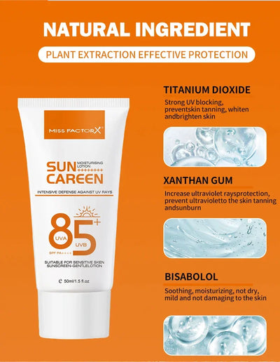 Mild sunscreen, broad-spectrum SPF moisturizing formula, lightweight sunscreen, vegetarian, suitable for facial and body skincar