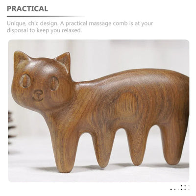 Kitten Massage Comb Baby Hair Massager Head Scalp Automatic Cat Shaped Sandalwood Manual Massagers Travel Tool