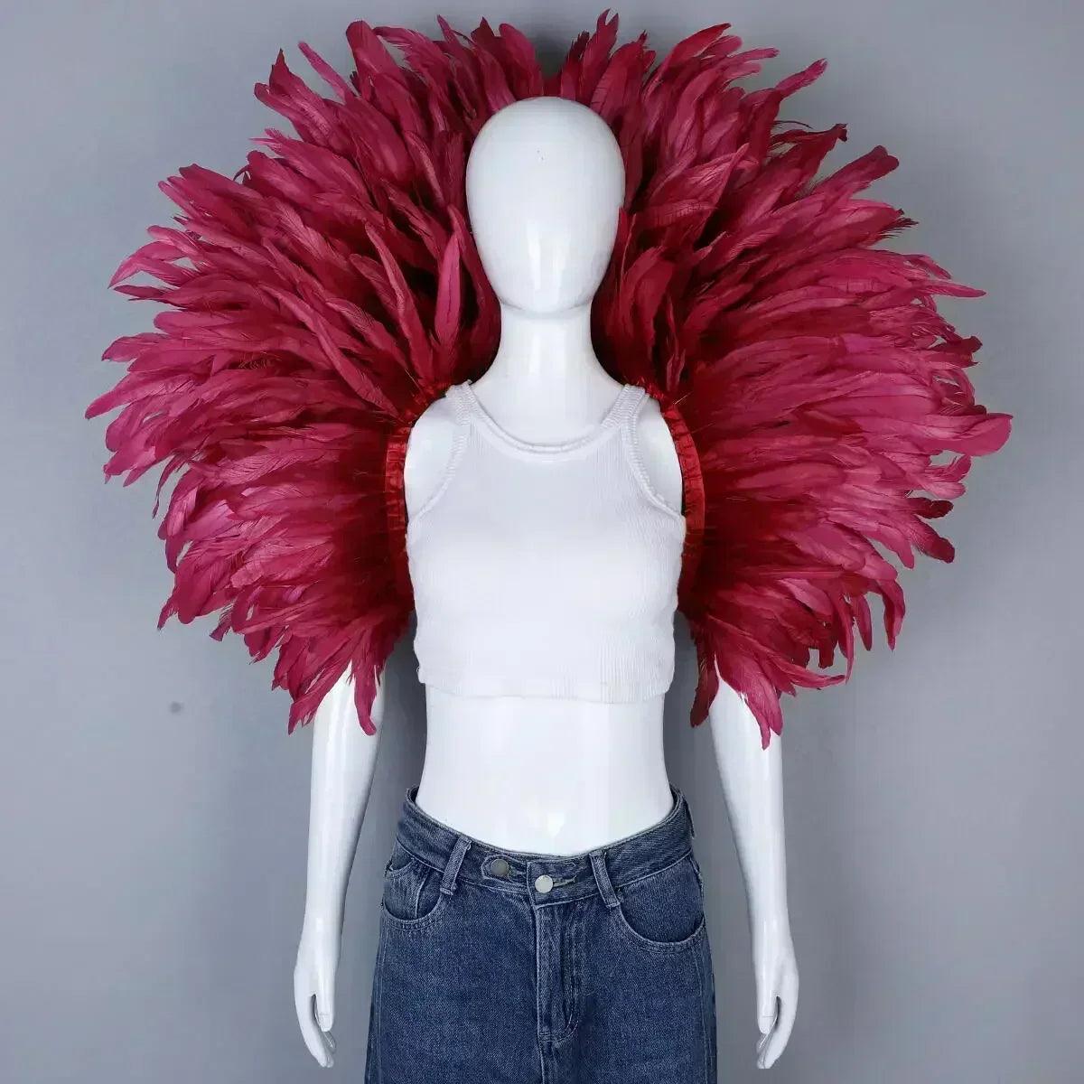 Designer feather scarf (punk halloween carnival masked ball party)accessory
