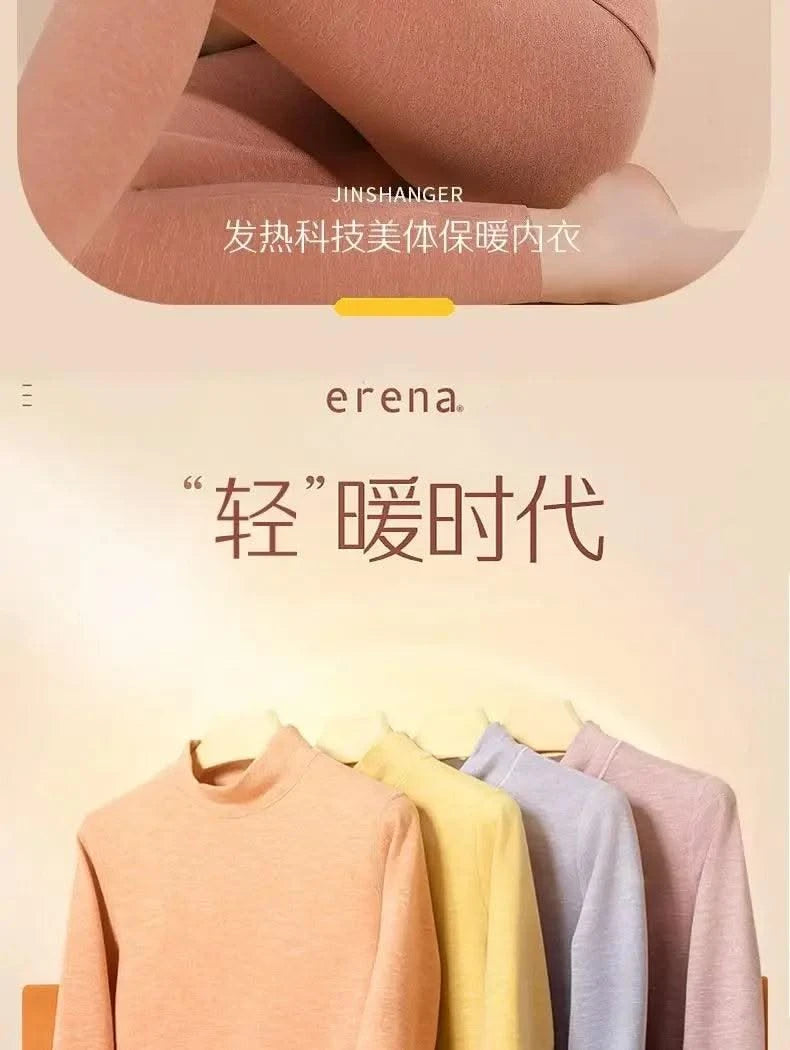 Thermal Underwear Sets for Women Mid-high Collar High Stretch Base Tops