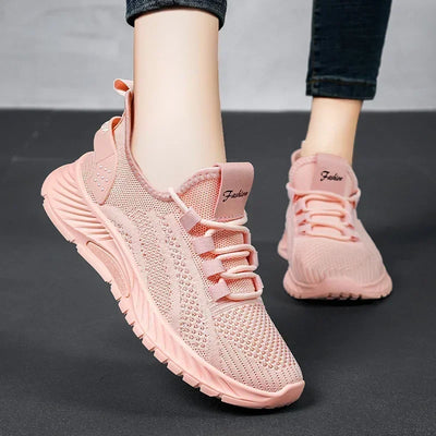 2025 Designer Women Casual Sneakers Sports Shoes Fashion Brand Lace Up Loafers Female Knitted Mesh Breathable Shoes for Women