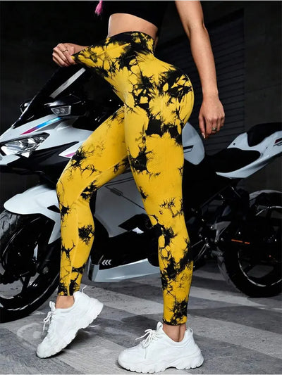 Tie Dye Leggings High Elastic Seamless  For Women