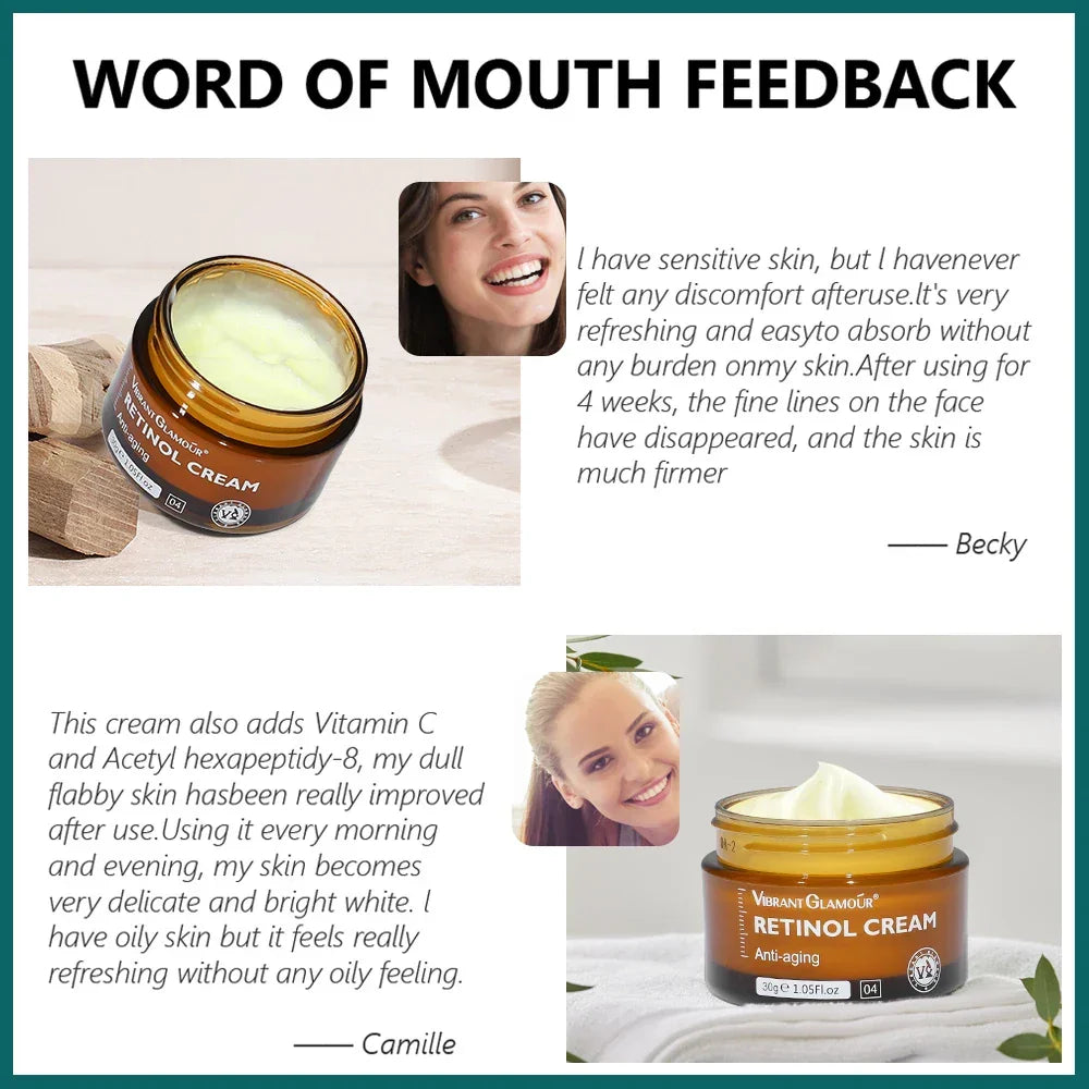 Retinol Face Cream and Eye Serum Firming Lifting Anti-Aging Wrinkle Reduce Wrinkle Fine Lines Facial Skin Care Product