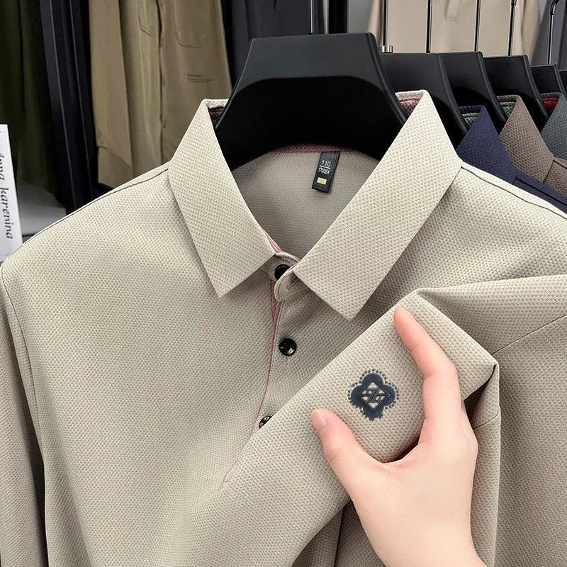 Designer Brand Men's Polo Shirt Lapel T-Shirt Autumn New Exquisite Letter Print Long Sleeve Fashion Casual Business Menswear Top