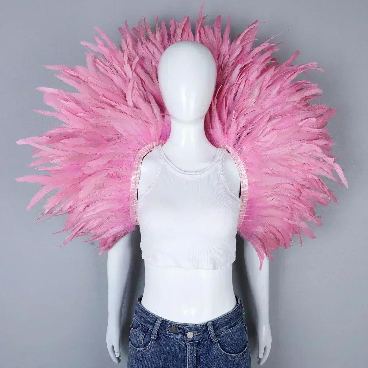 Designer feather scarf (punk halloween carnival masked ball party)accessory