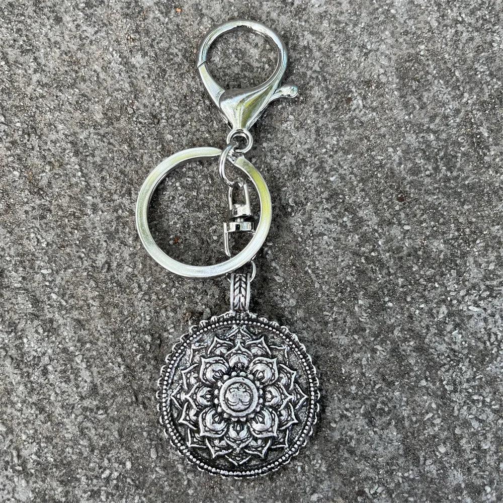 Nostalgia Mandala Yoga Keychain For Women Lotus Key Holder Accessories Buddhism Jewelry