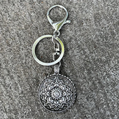 Nostalgia Mandala Yoga Keychain For Women Lotus Key Holder Accessories Buddhism Jewelry