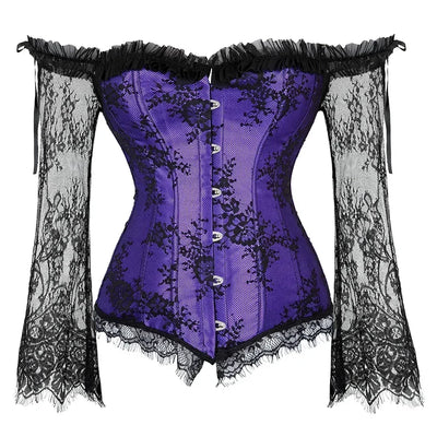 Women's Corset Gothic Style Corsets Lace-up Bustier with Sleeves Breathable Bodyshaper Corsetto Medieval Dance Party Costumes