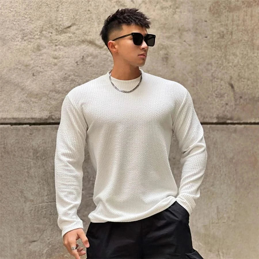 New Long Sleeve t shirt for Men Autumn Fashion Cotton Solid Color t-shirts Cozy Streetwear Men's t-shirt 3XL Baggy Korean Trendy