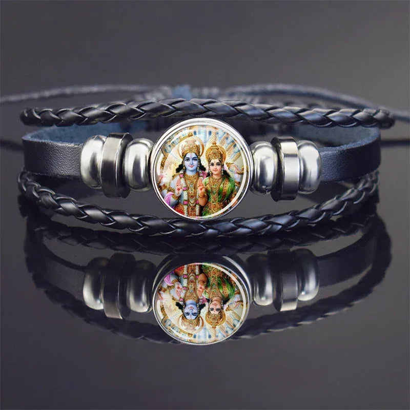 Hinduism God Bracelets Ganesha Vishnu Shiva Amulet Bracelet for Men Women Goddess of Kashmi Wealth Bangle India Buddhism Jewelry