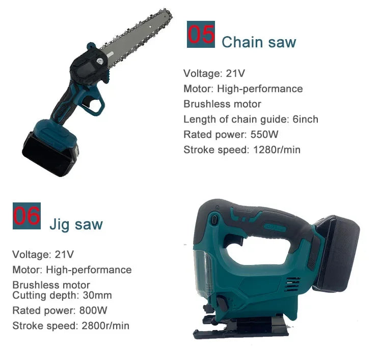 15-Piece Combo Power Tools Set Brushless Cordless Drill & Electric Hammer Drill Angle Grinder Includes Hard Case