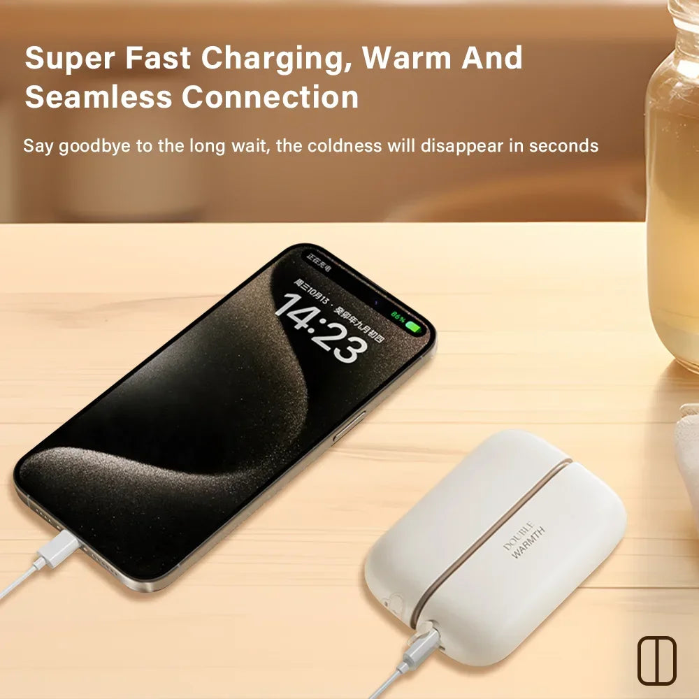 2 in 1 Magnetic Rechargeable Electric Hand Warmers Portable Ergonomic Compact Pocket Heater Tech Gifts for Outdoor Use